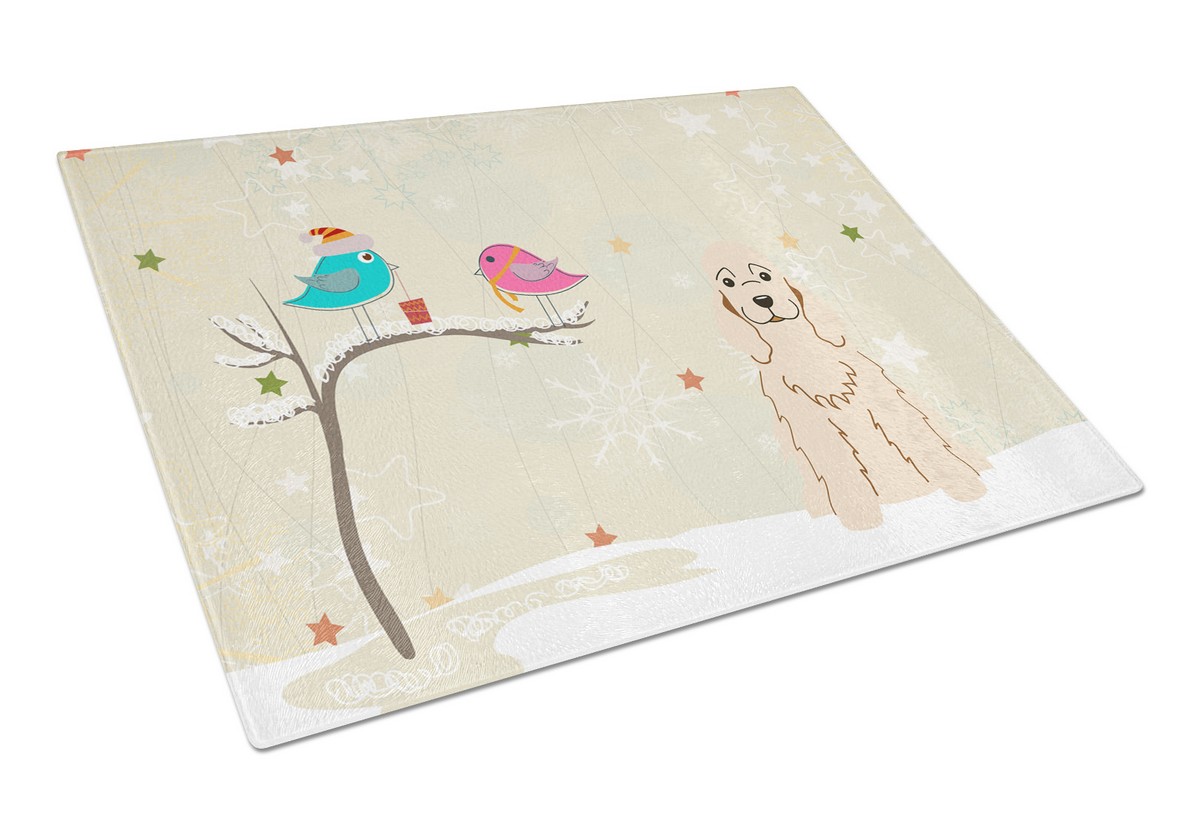 Christmas Presents Between Friends Cocker Spaniel Buff Glass Cutting Board - Large