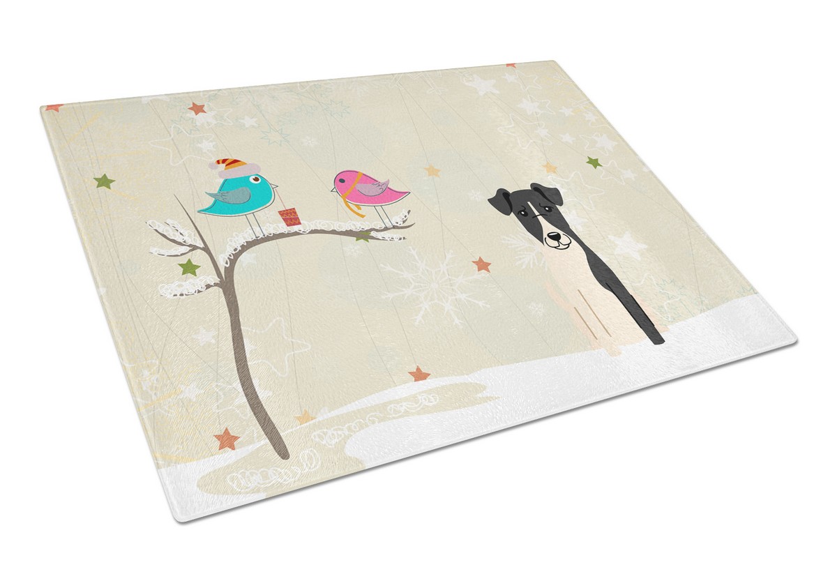 BB2570LCB Christmas Presents Between Friends Smooth Fox Terrier Glass Cutting Board, Large