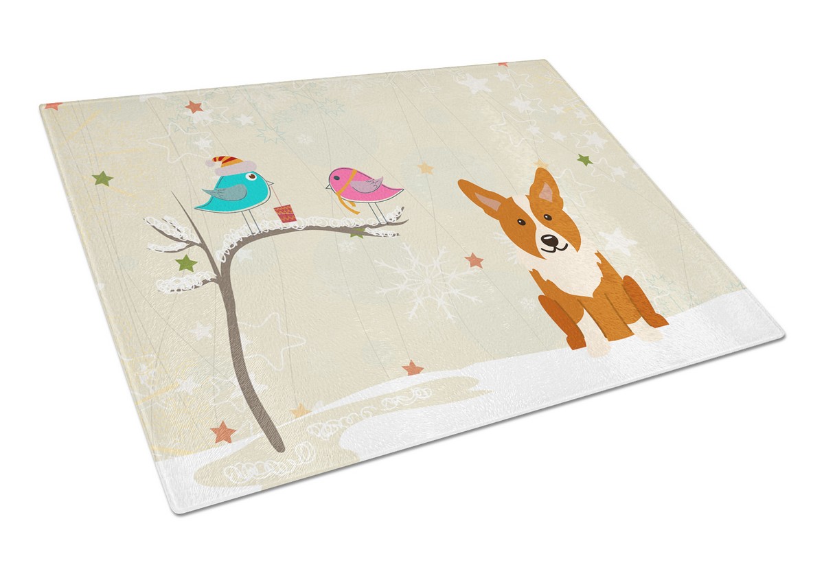 Christmas Presents Between Friends Corgi Glass Cutting Board - Large