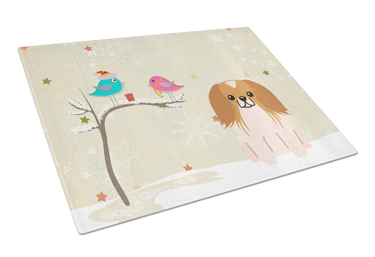 BB2575LCB Christmas Presents Between Friends Pekingnese Red & White Glass Cutting Board, Large