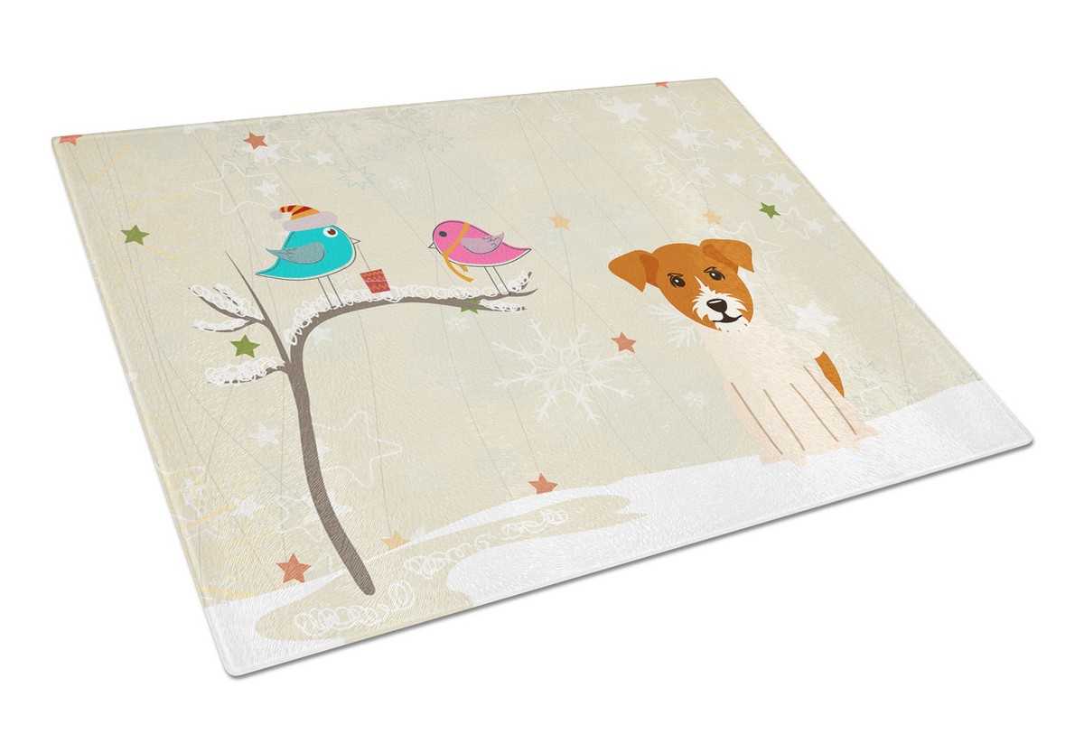 Christmas Presents Between Friends Jack Russell Terrier Glass Cutting Board - Large