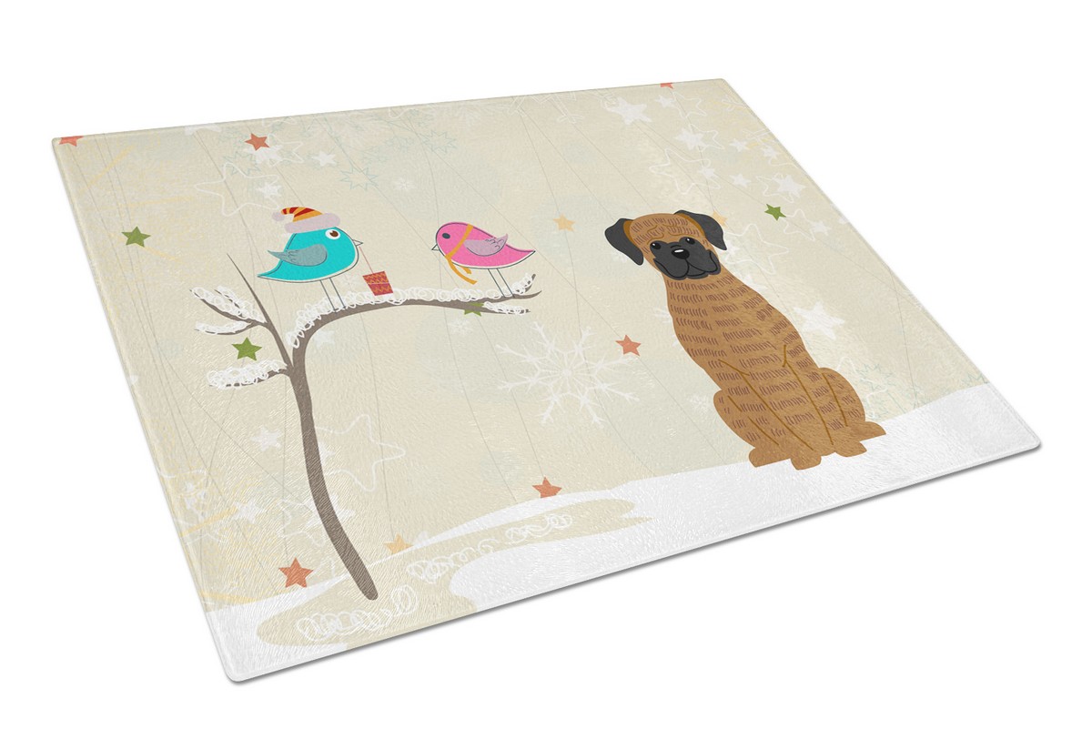 Christmas Presents Between Friends Brindle Boxer Glass Cutting Board - Large