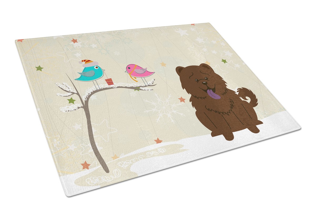 Christmas Presents Between Friends Chow Chow Chocolate Glass Cutting Board - Large