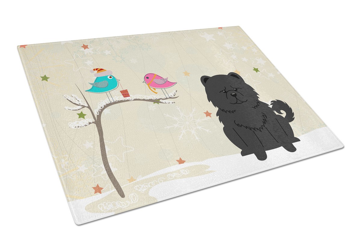 Christmas Presents Between Friends Chow Chow Black Glass Cutting Board - Large
