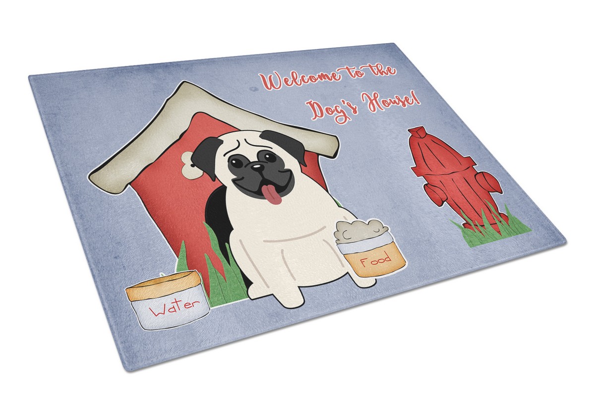 Dog House Collection Pug Cream Glass Cutting Board - Large