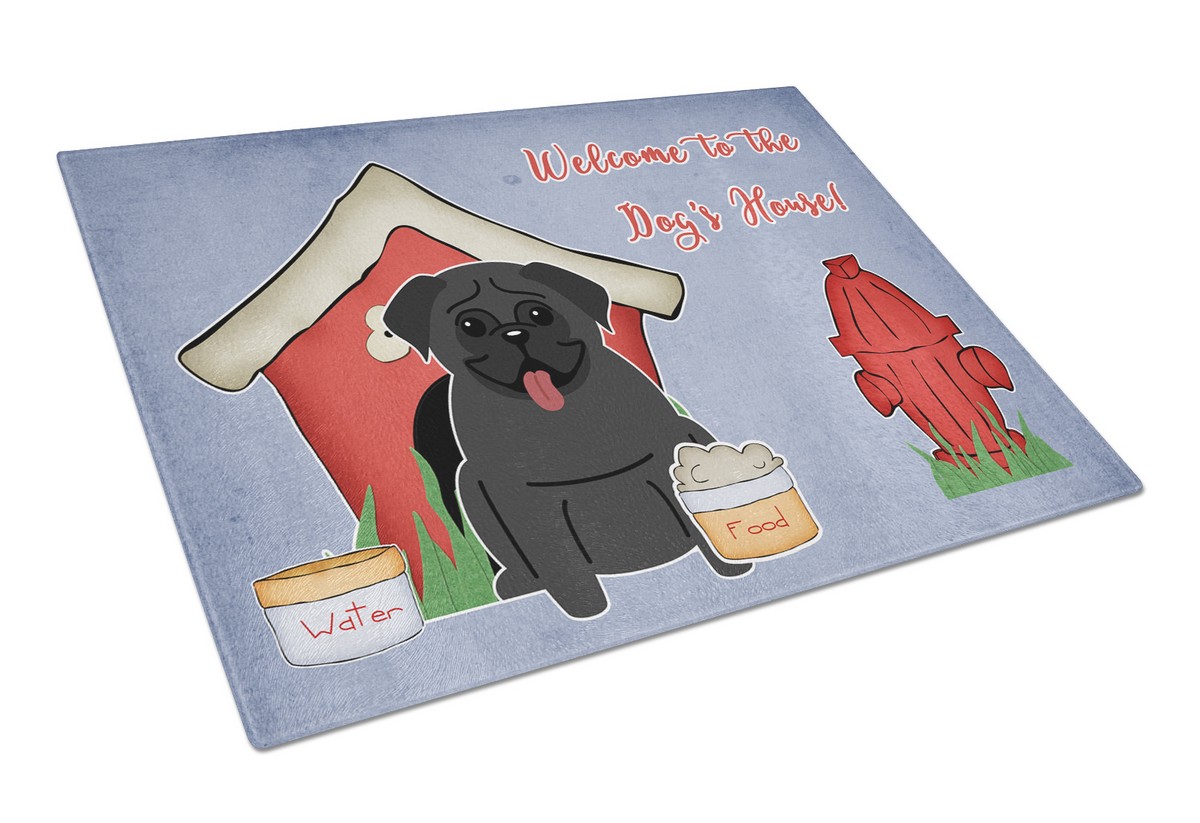 Dog House Collection Pug Black Glass Cutting Board - Large