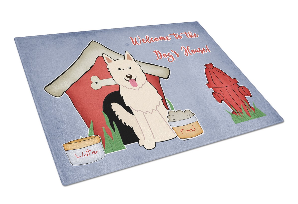 Dog House Collection White German Shepherd Glass Cutting Board - Large