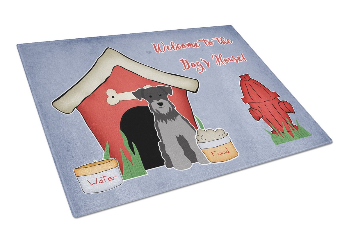 Dog House Collection Miniature Schnauzer Black & Silver Glass Cutting Board - Large