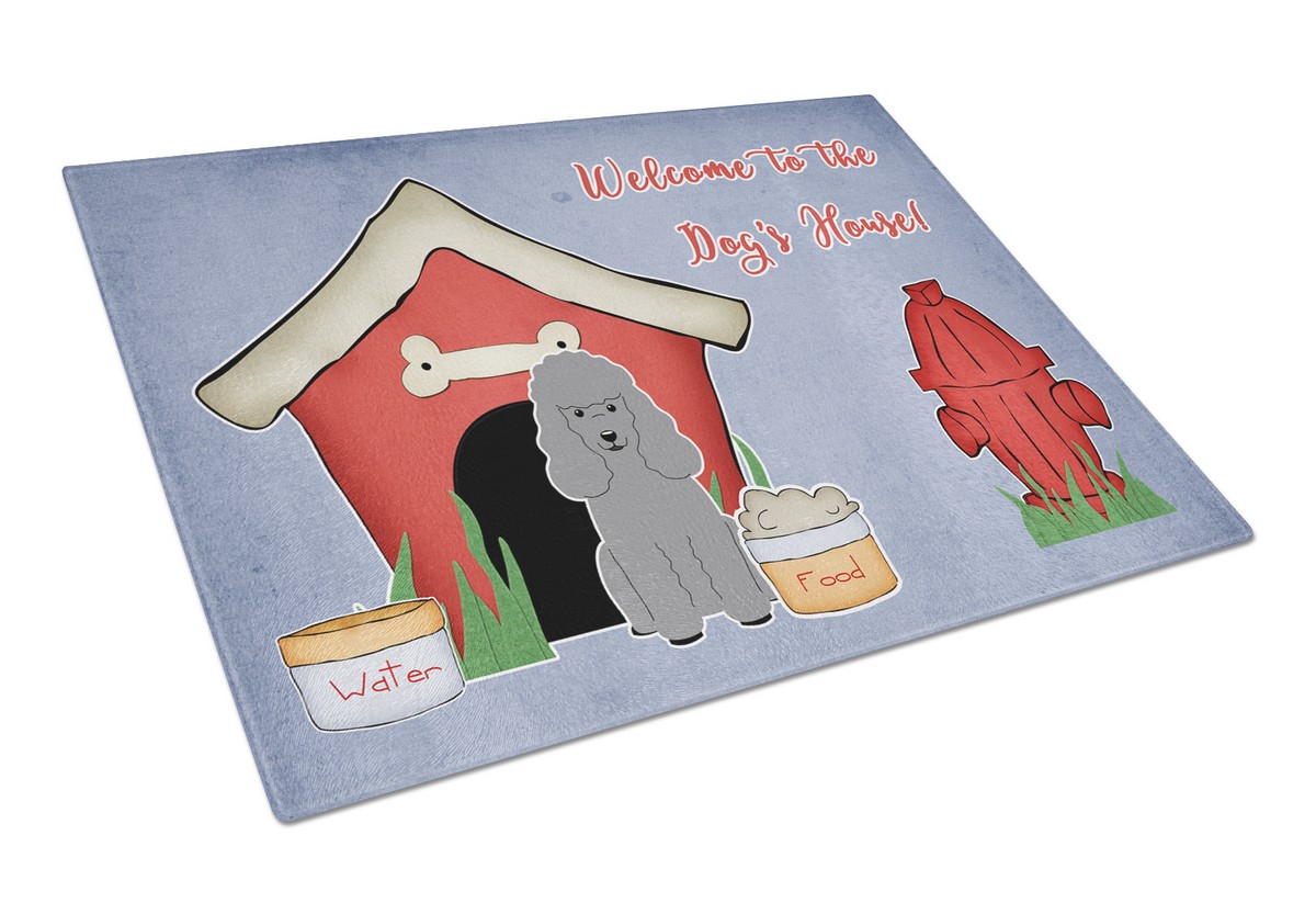 Dog House Collection Poodle Silver Glass Cutting Board - Large