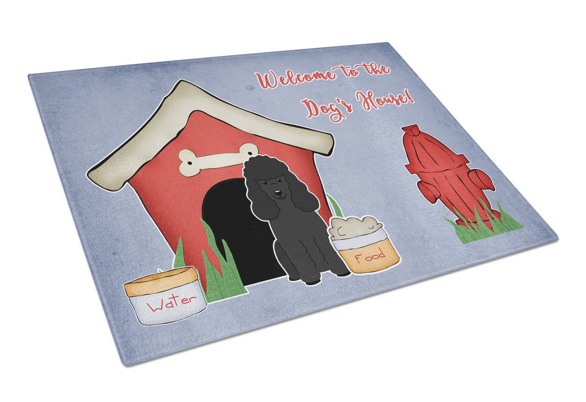 Dog House Collection Poodle Black Glass Cutting Board - Large