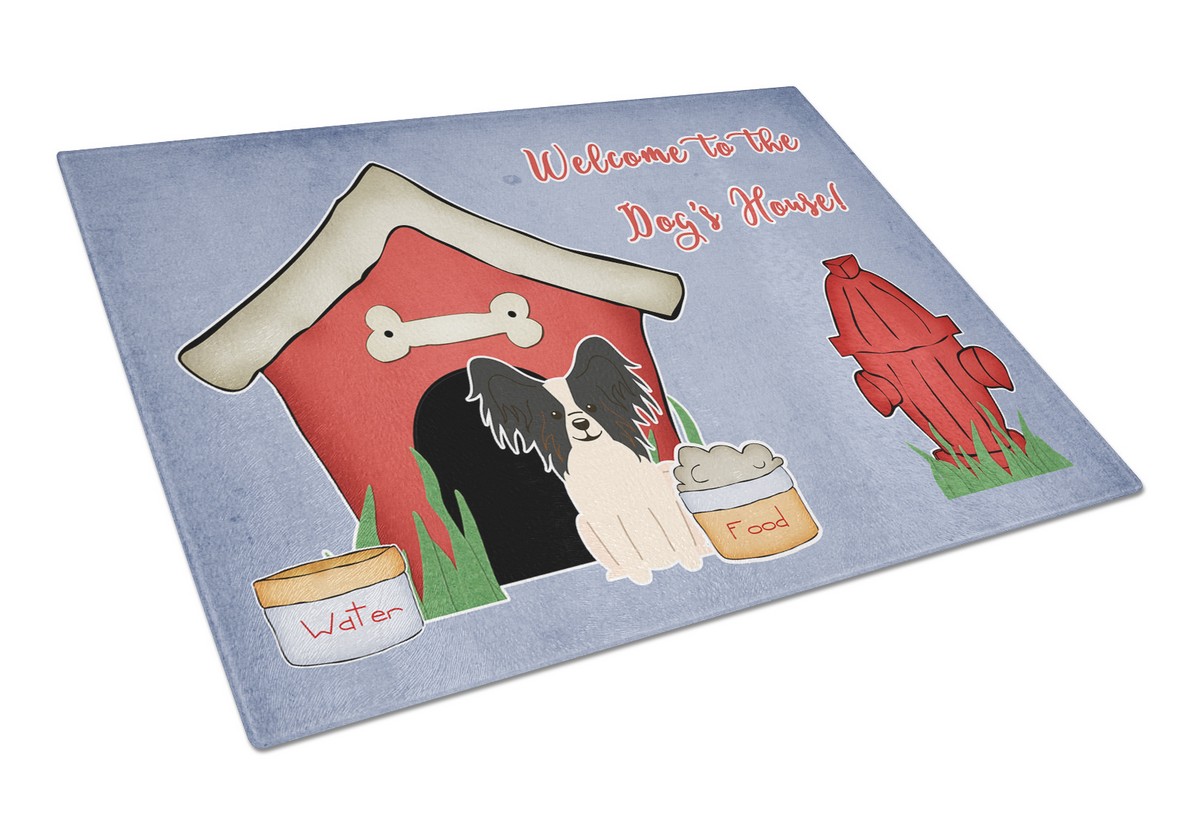 Dog House Collection Papillon Black & White Glass Cutting Board - Large