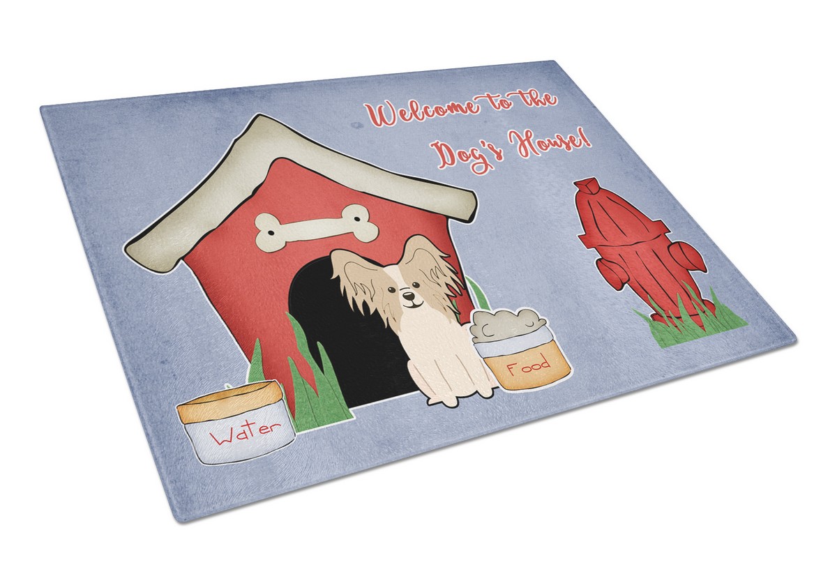 Dog House Collection Papillon Sable White Glass Cutting Board - Large