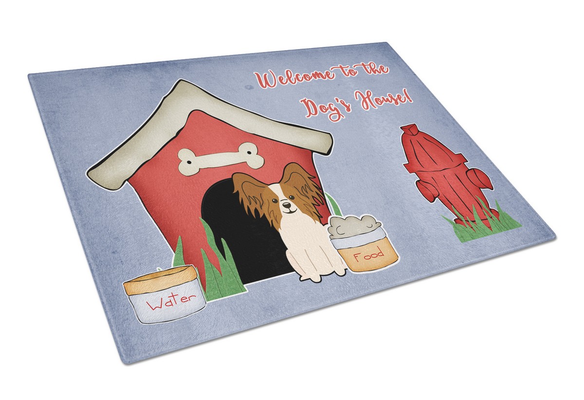 Dog House Collection Papillon Red & White Glass Cutting Board - Large