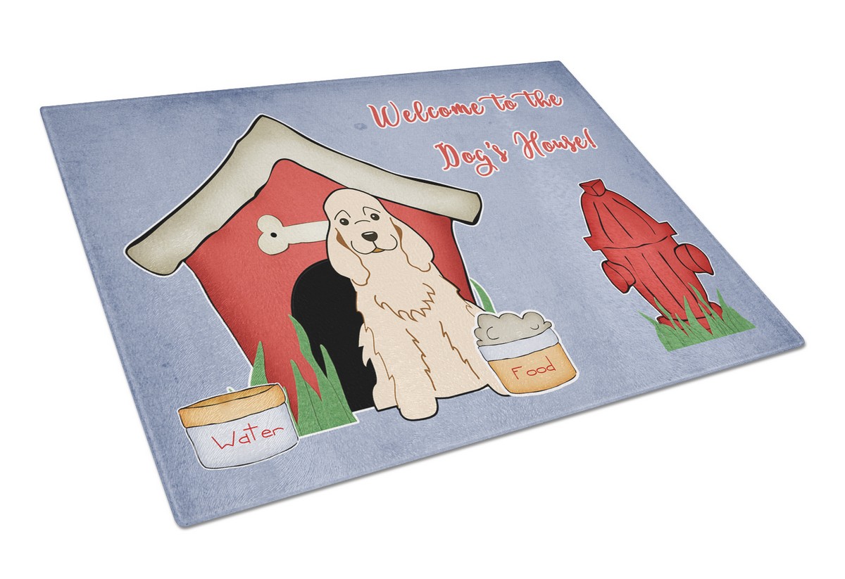 Dog House Collection Cocker Spaniel Buff Glass Cutting Board - Large