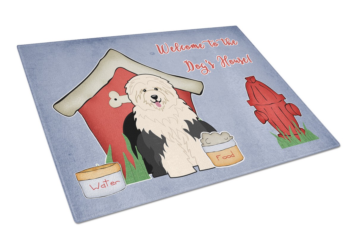 BB2850LCB Dog House Collection Old English Sheepdog Glass Cutting Board, Large