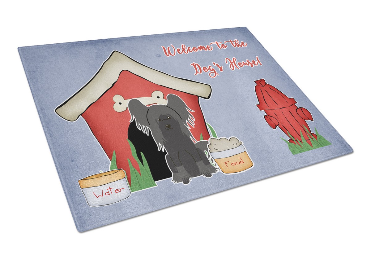 Dog House Collection Chinese Crested Black Glass Cutting Board - Large