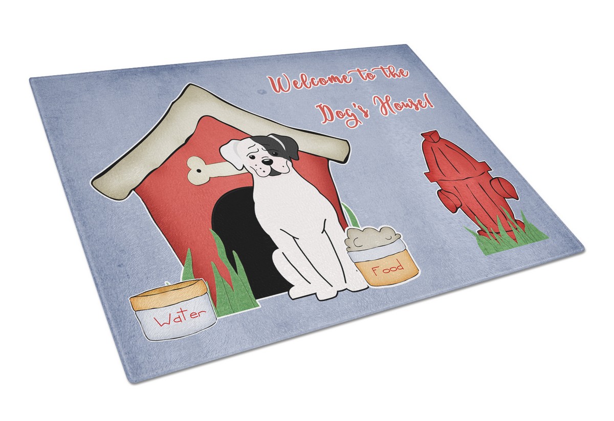 Dog House Collection White Boxer Cooper Glass Cutting Board - Large
