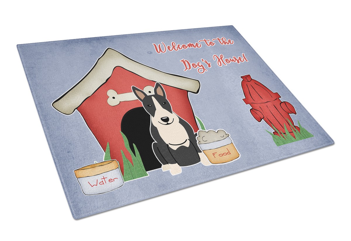 Dog House Collection Bull Terrier Black & White Glass Cutting Board - Large