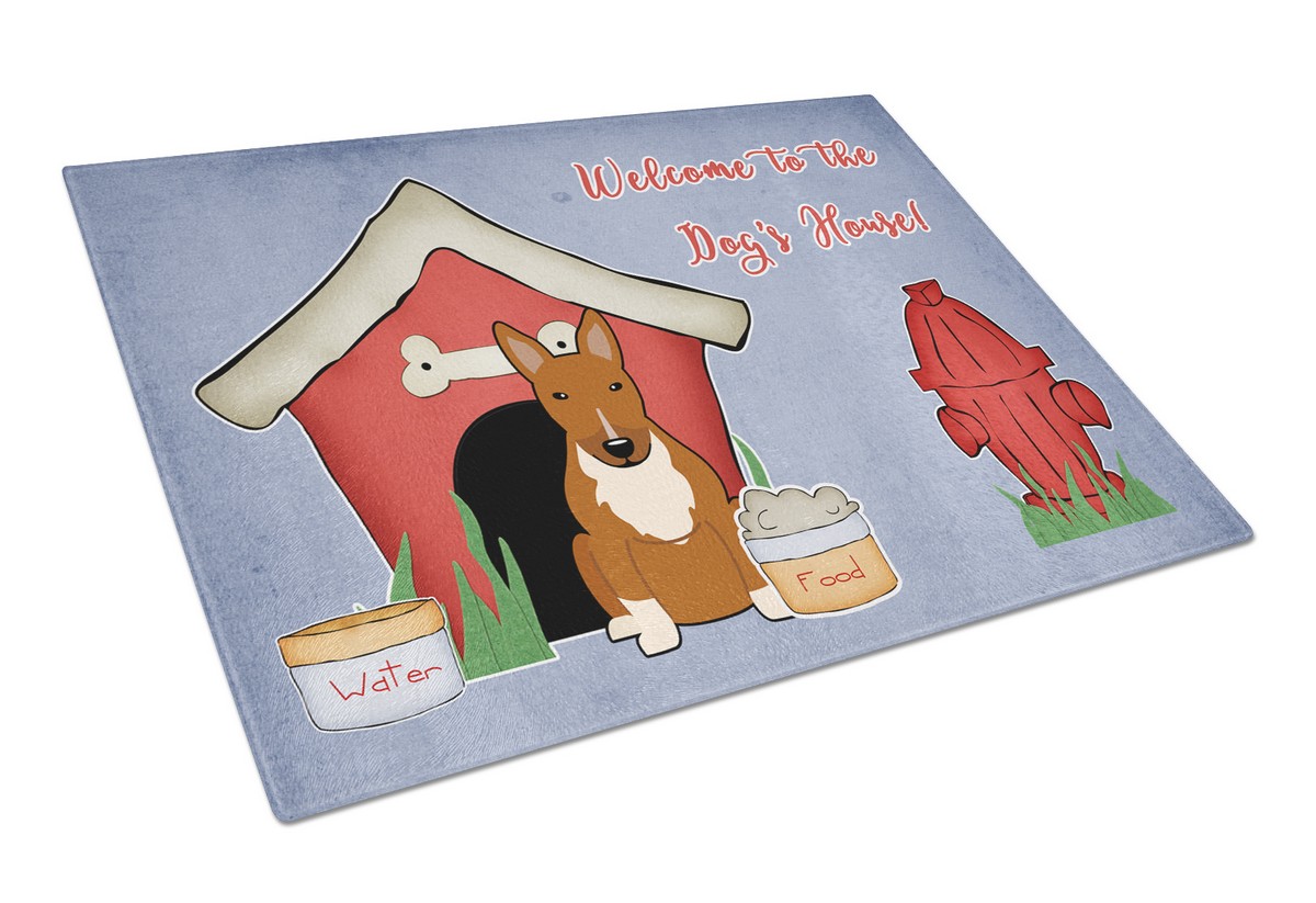 Dog House Collection Bull Terrier Red Glass Cutting Board - Large