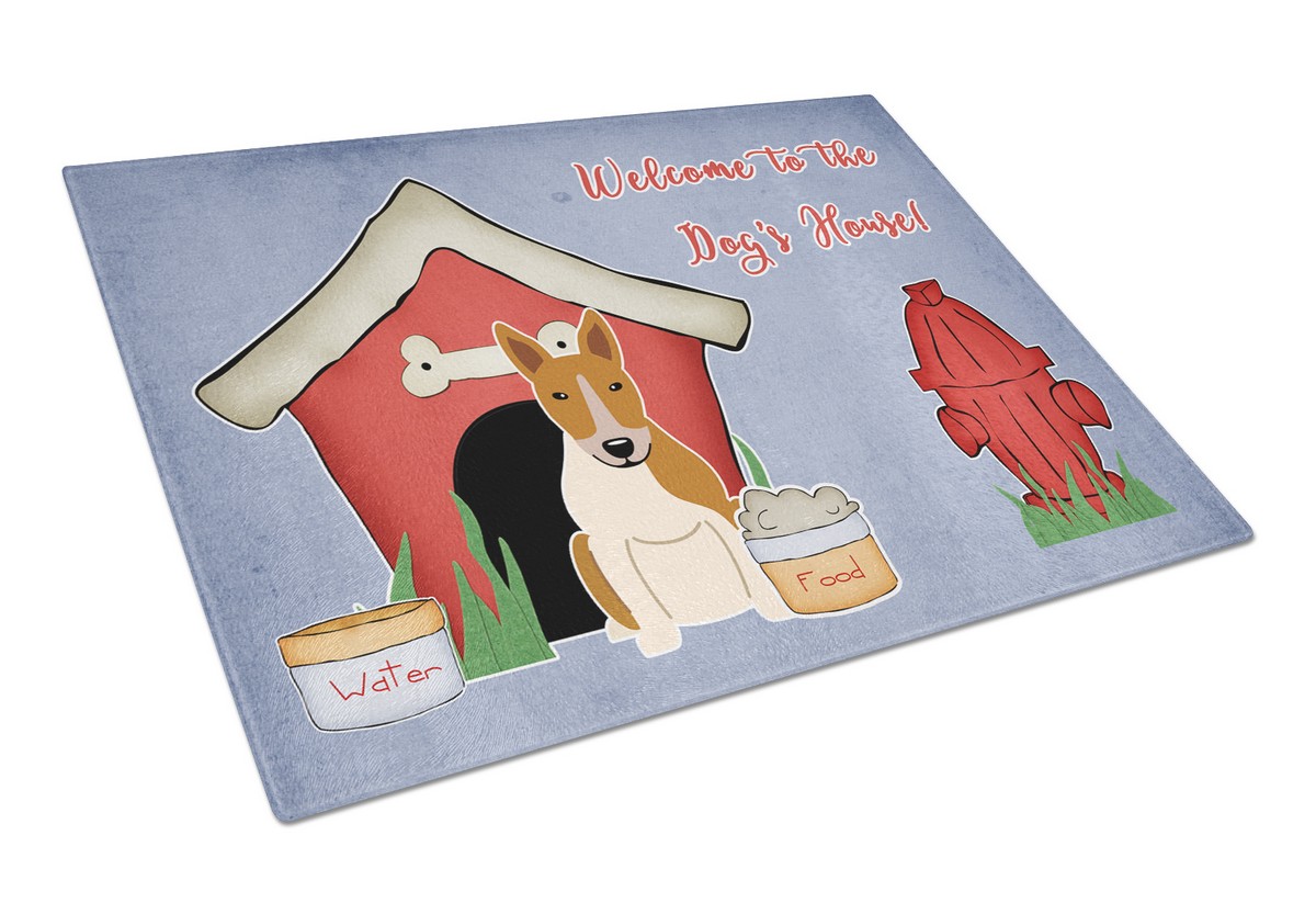 Dog House Collection Bull Terrier Red & White Glass Cutting Board - Large