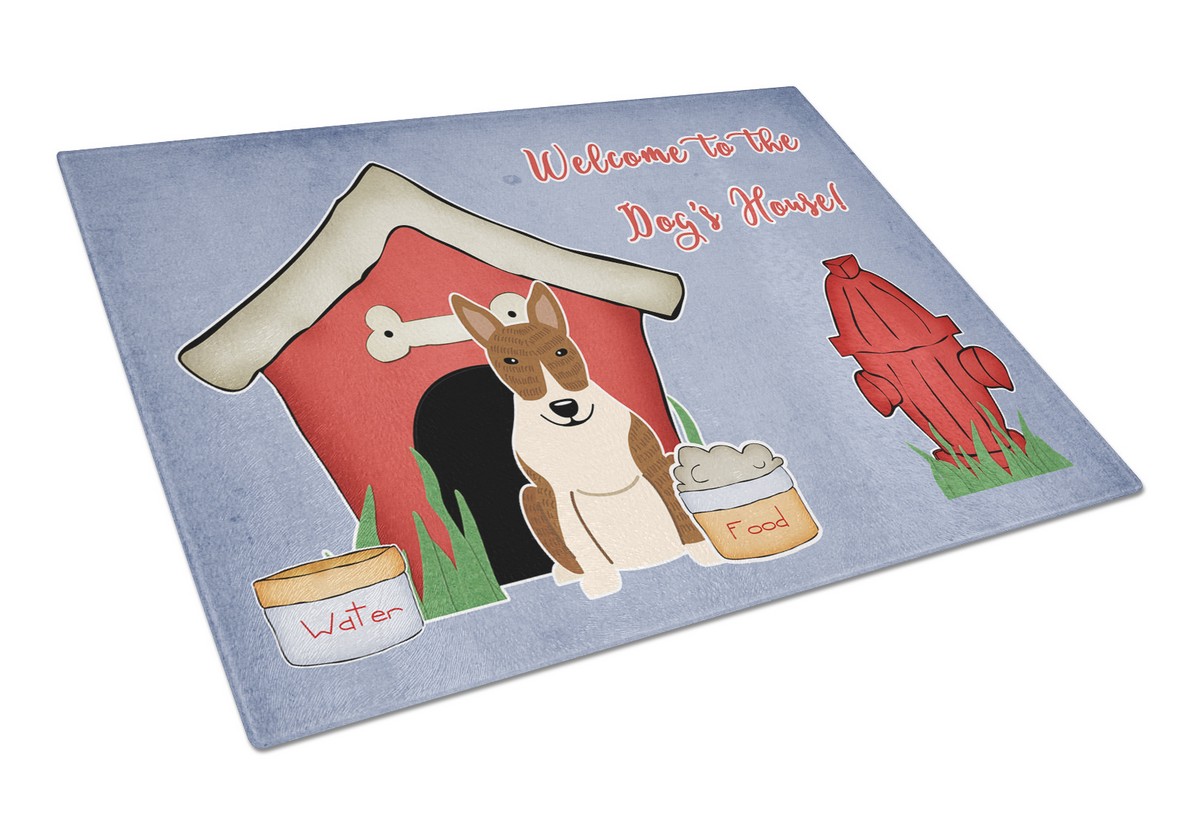 Dog House Collection Bull Terrier Brindle Glass Cutting Board - Large