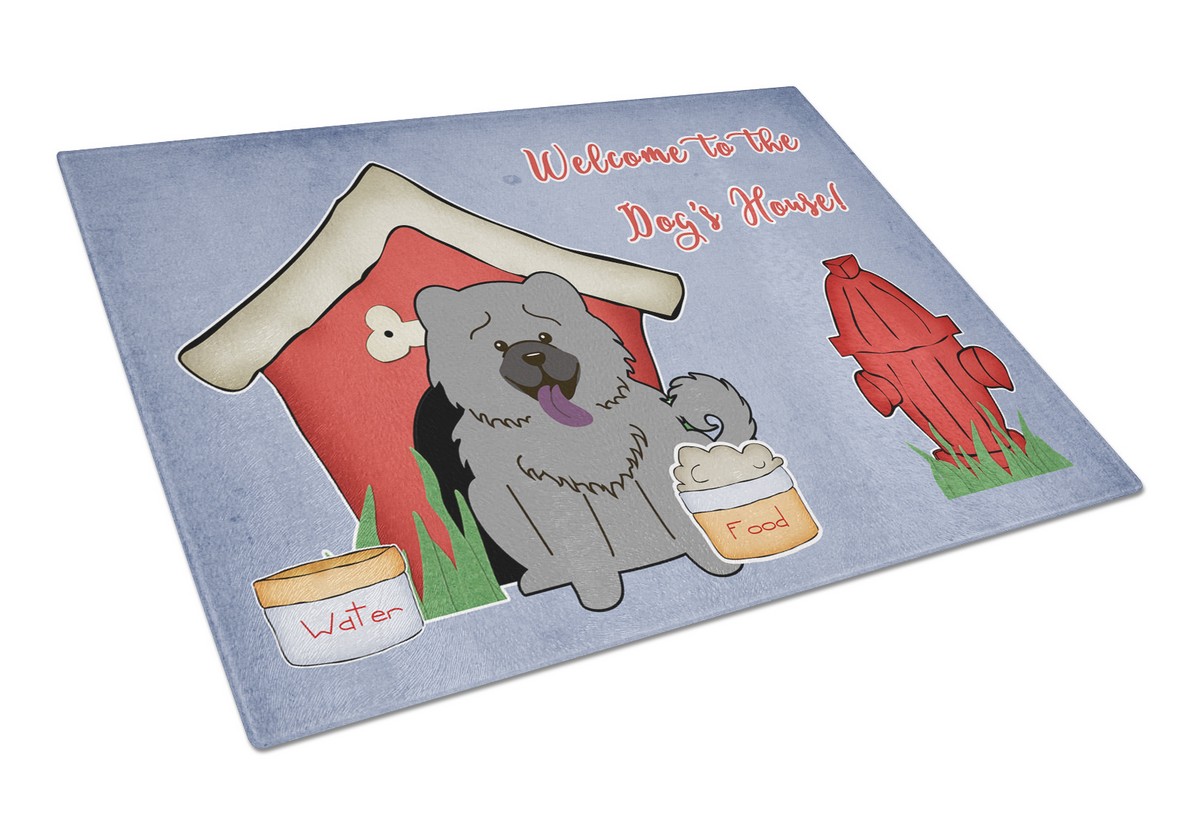 Dog House Collection Chow Chow Blue Glass Cutting Board - Large