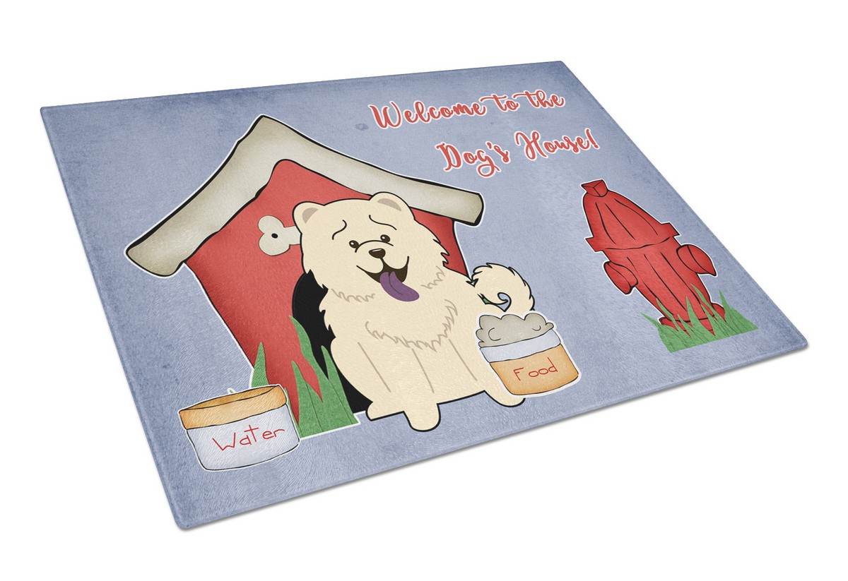 Dog House Collection Chow Chow White Glass Cutting Board - Large
