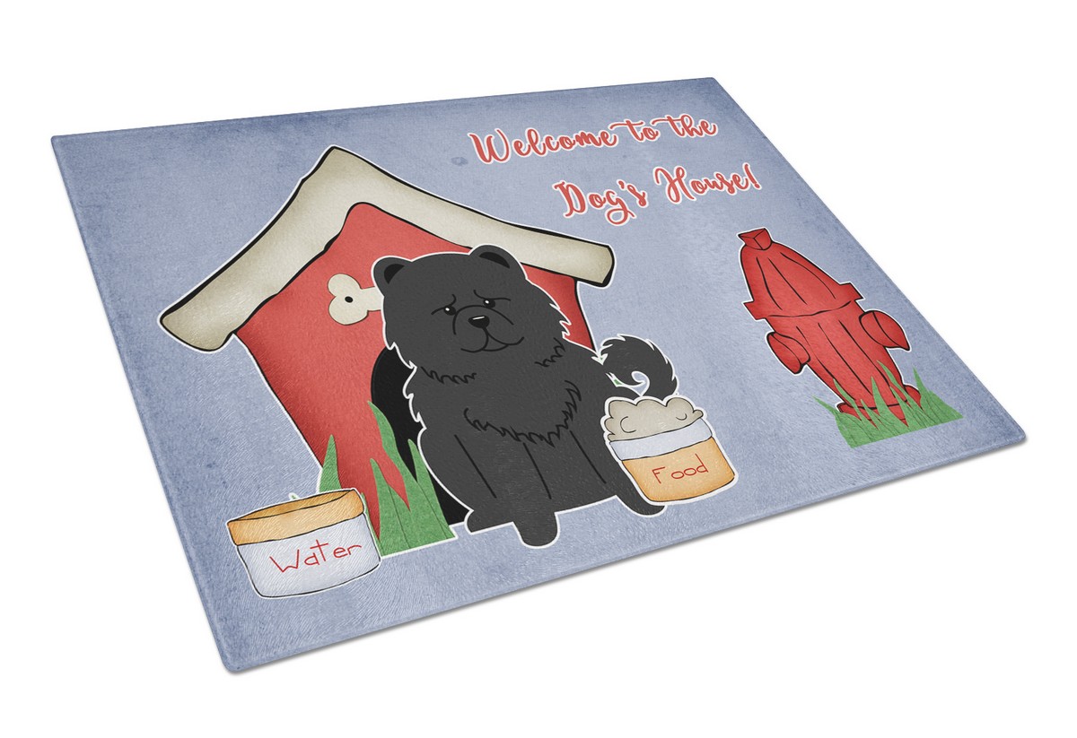BB2897LCB Dog House Collection Chow Chow Black Glass Cutting Board, Large