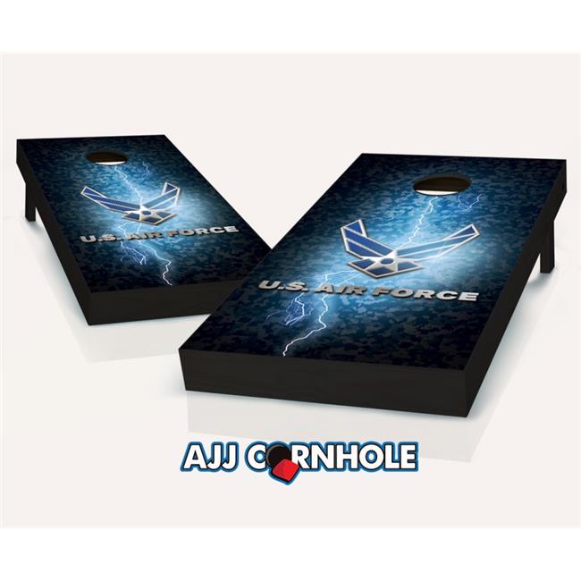 AJJCornhole 107-AirForceLightning US Air Force Lightning Theme Cornhole Set w...