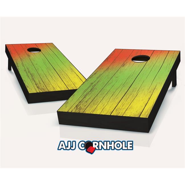 AJJCornhole 107-RastaGrain Rasta Grain Theme Cornhole Set with bags - 8 x 24 ...