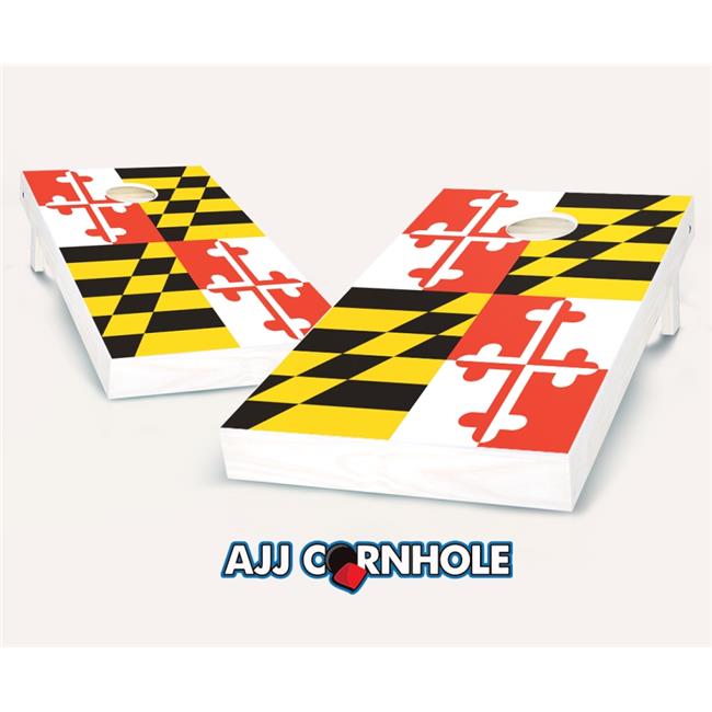AJJCornhole 107-MarylandFlag Maryland Flag Theme Cornhole Set with Bags - 8 x...