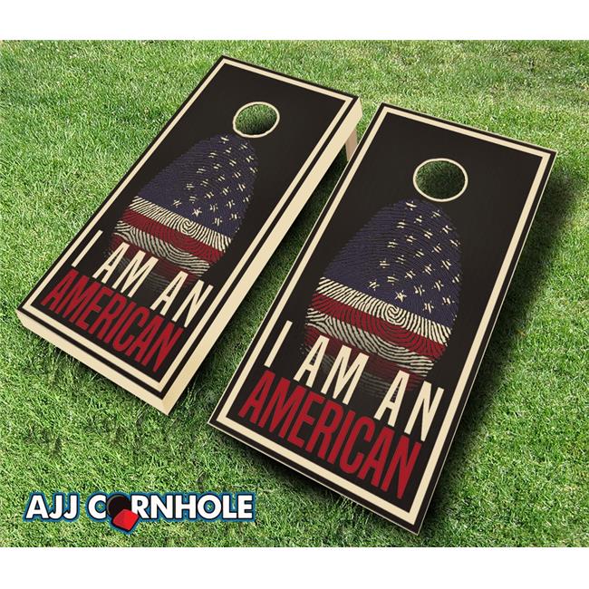 AJJCornhole 107-IAmAnAmerican I Am An American Theme Cornhole Set with Bags -...