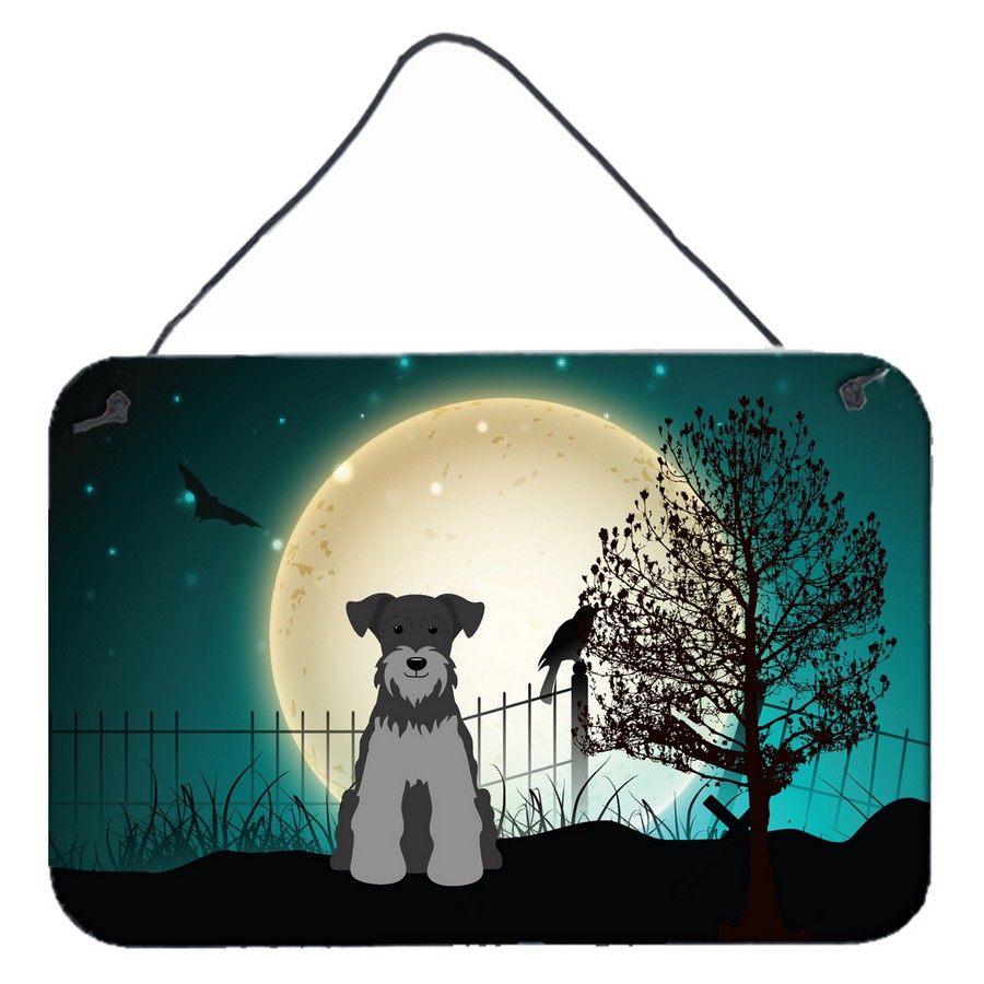 Picture of Carolines Treasures BB2242DS812 Halloween Scary Miniature Schanuzer Black & Silver Wall or Door Hanging Prints