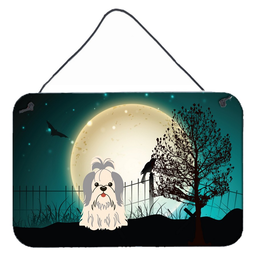 Halloween Scary Shih Tzu Silver & White Wall or Door Hanging Prints