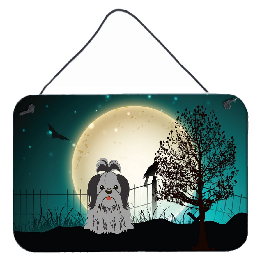 Halloween Scary Shih Tzu Black & Silver Wall or Door Hanging Prints