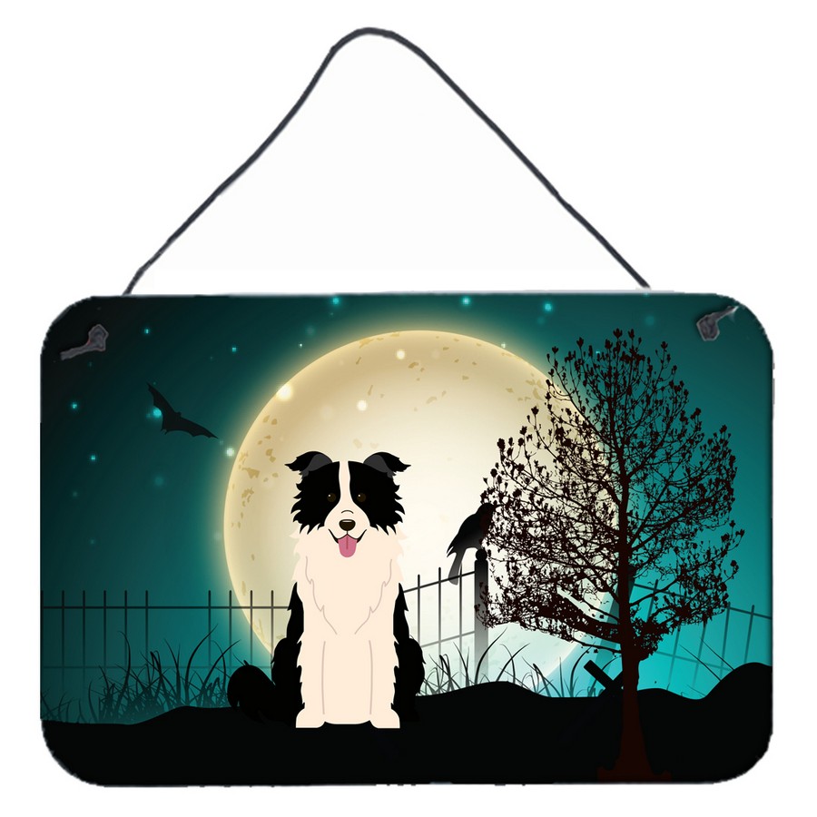 Halloween Scary Border Collie Black & White Wall or Door Hanging Prints