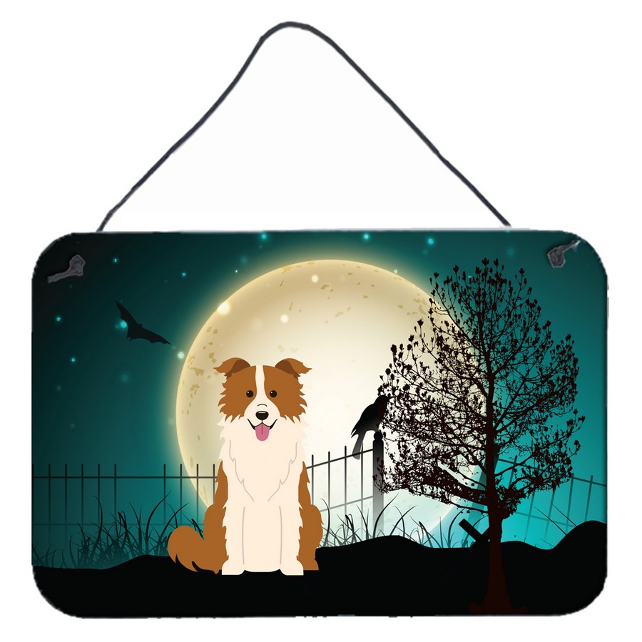 Halloween Scary Border Collie Red & White Wall or Door Hanging Prints