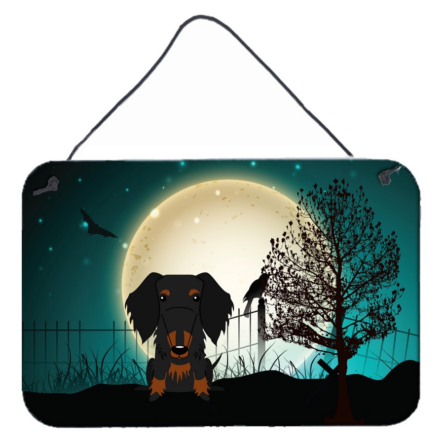 Halloween Scary Wire Haired Dachshund Black & Tan Wall or Door Hanging Prints