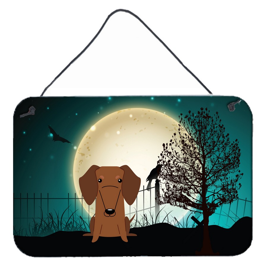 Halloween Scary Dachshund Red & Brown Wall or Door Hanging Prints