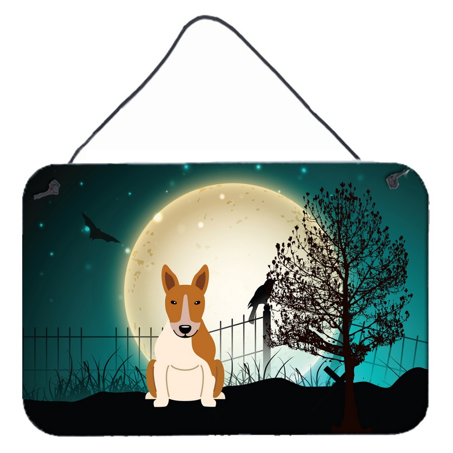 Halloween Scary Bull Terrier Red & White Wall or Door Hanging Prints