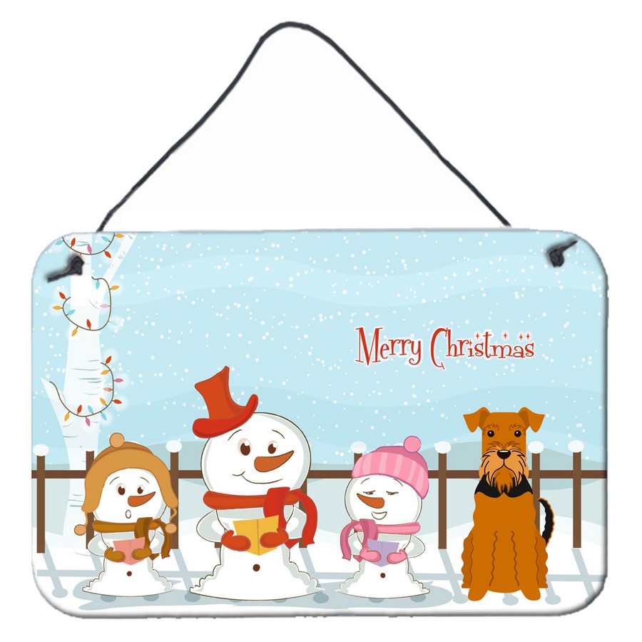 Merry Christmas Carolers Airedale Wall or Door Hanging Prints