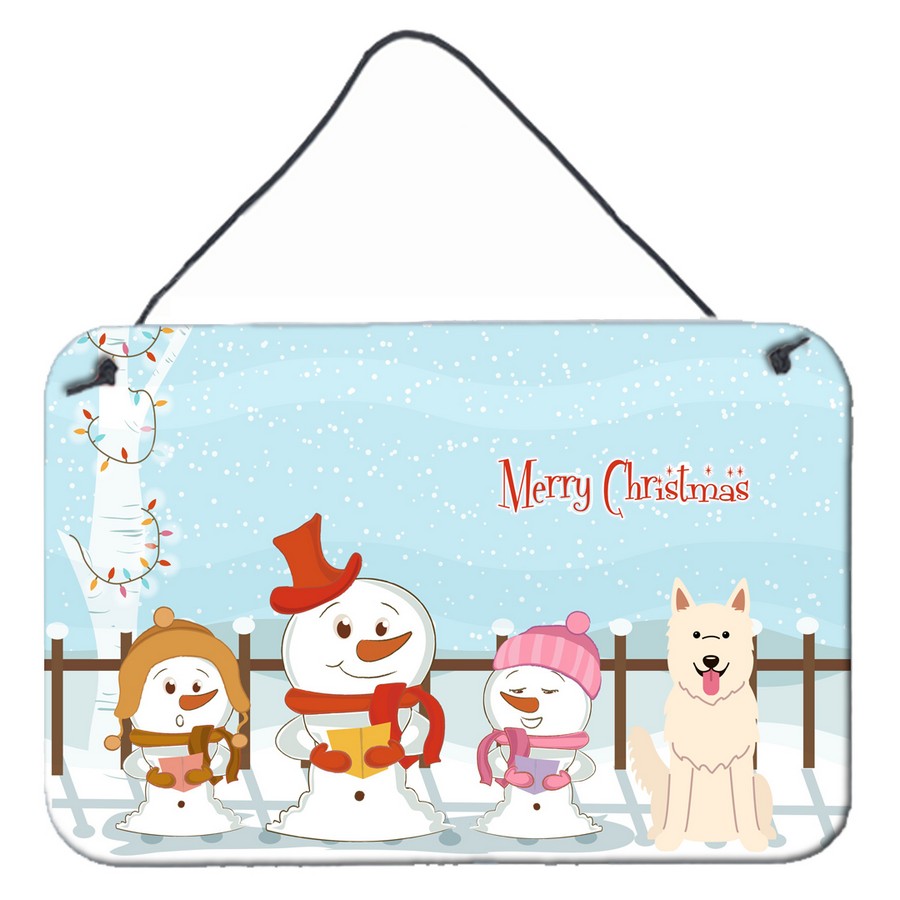 Merry Christmas Carolers White German Shepherd Wall or Door Hanging Prints