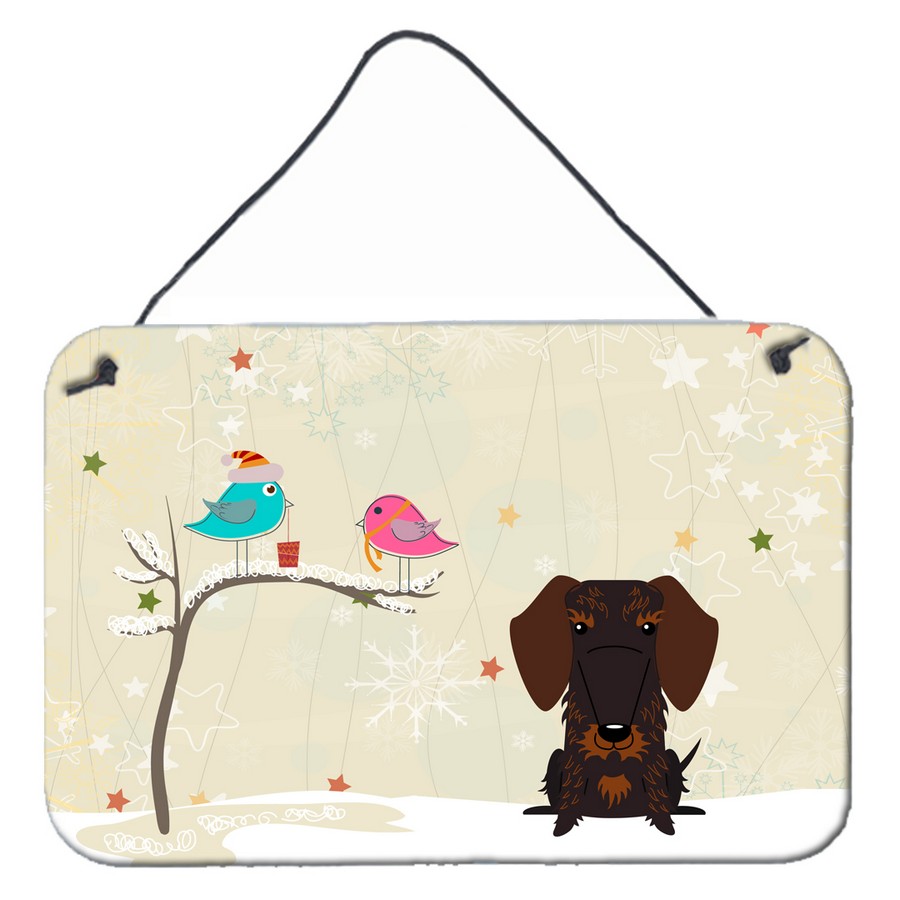 BB2601DS812 Christmas Presents Between Friends Wire Haired Dachshund Chocolate Wall or Door Hanging Prints