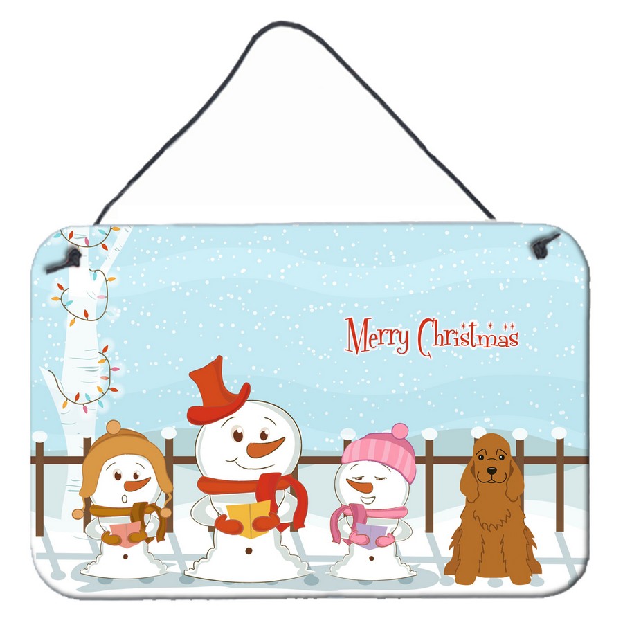Merry Christmas Carolers Cocker Spaniel Red Wall or Door Hanging Prints