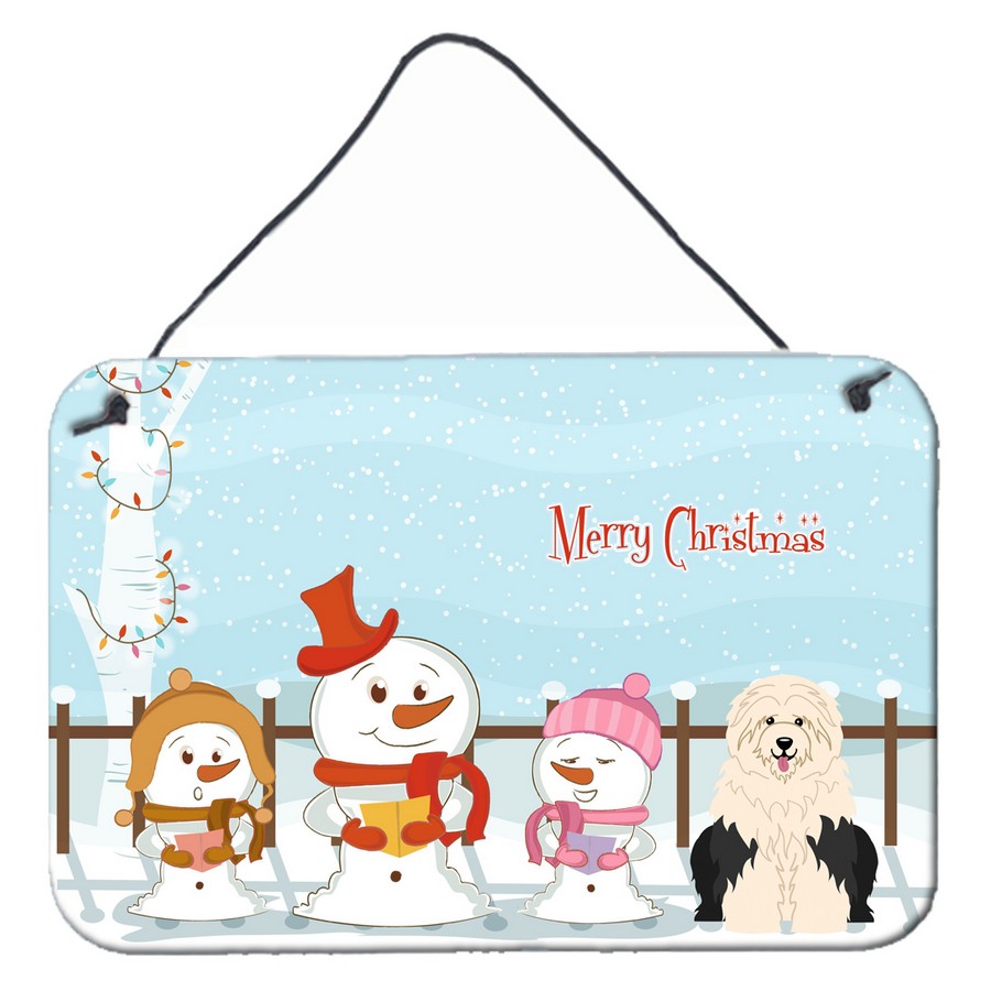 BB2427DS812 Merry Christmas Carolers Old English Sheepdog Wall or Door Hanging Prints