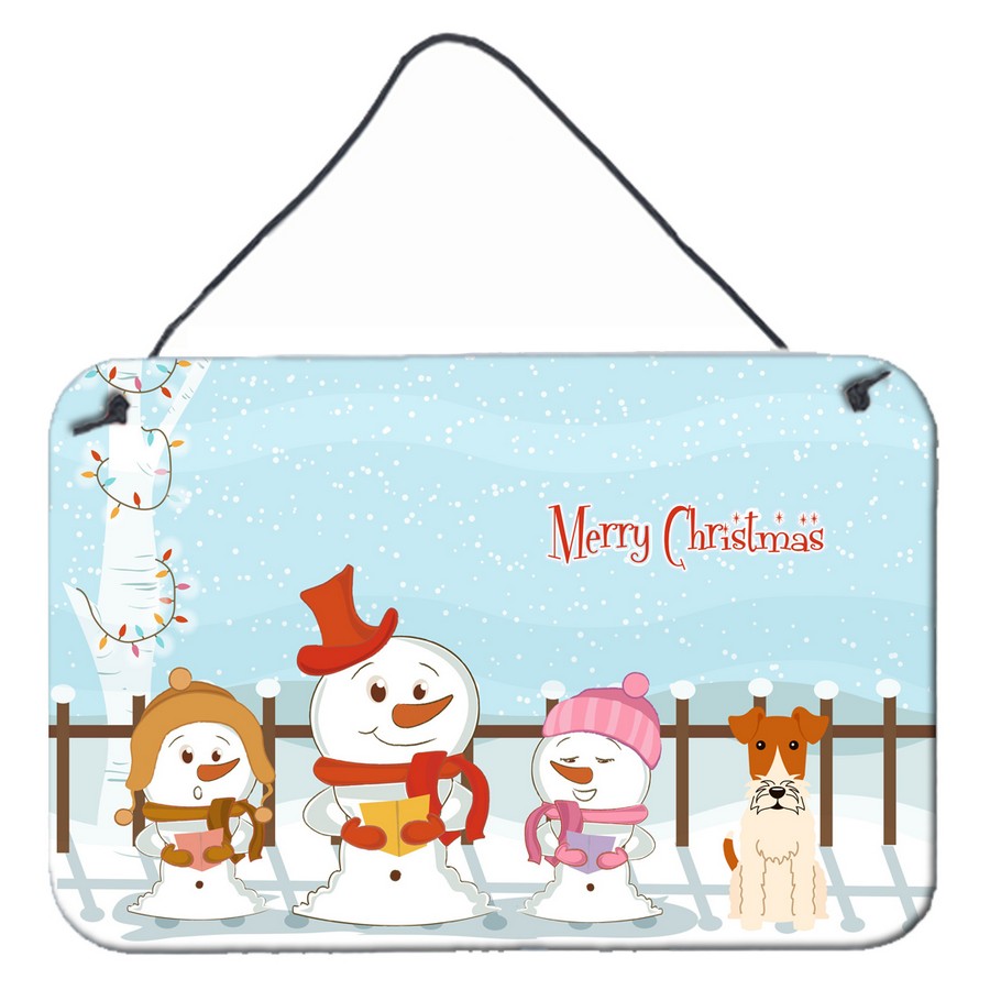 Merry Christmas Carolers Wire Fox Terrier Wall or Door Hanging Prints