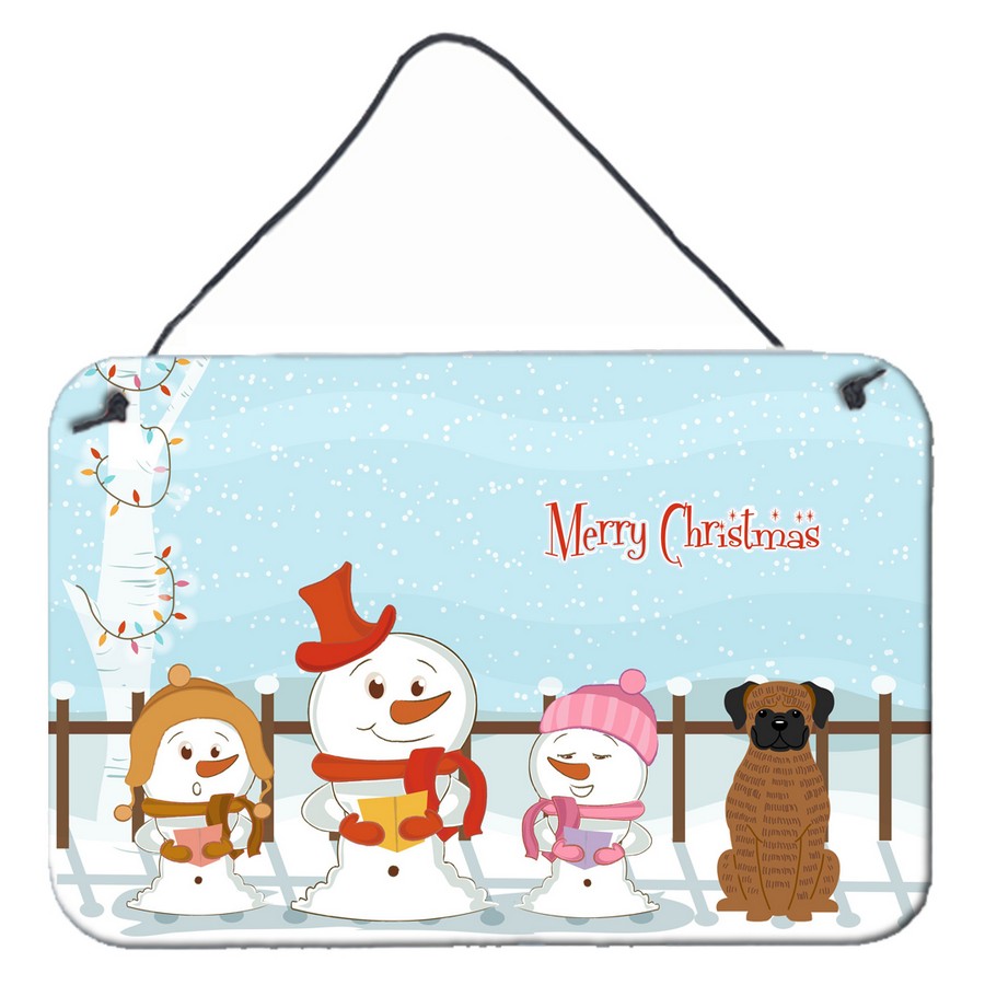 Merry Christmas Carolers Brindle Boxer Wall or Door Hanging Prints