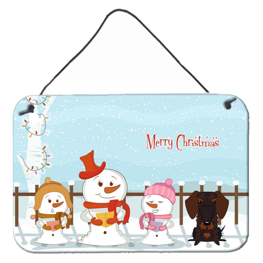 BB2460DS812 Merry Christmas Carolers Wire Haired Dachshund Chocolate Wall or Door Hanging Prints