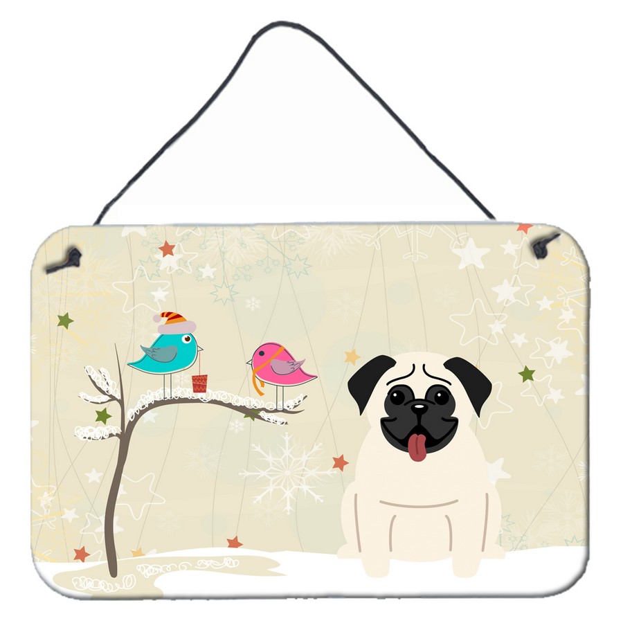 Christmas Presents Between Friends Pug Cream Wall or Door Hanging Prints