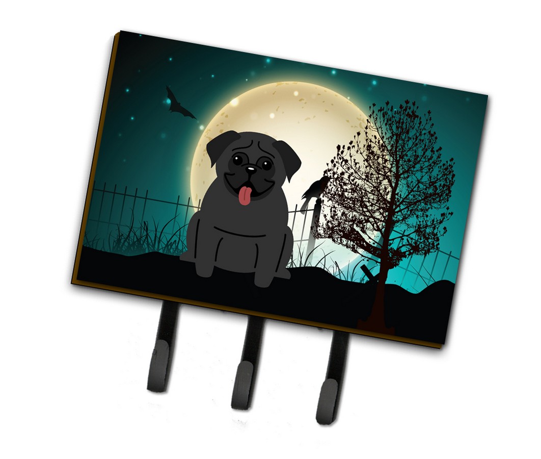 Halloween Scary Pug Black Leash or Key Holder